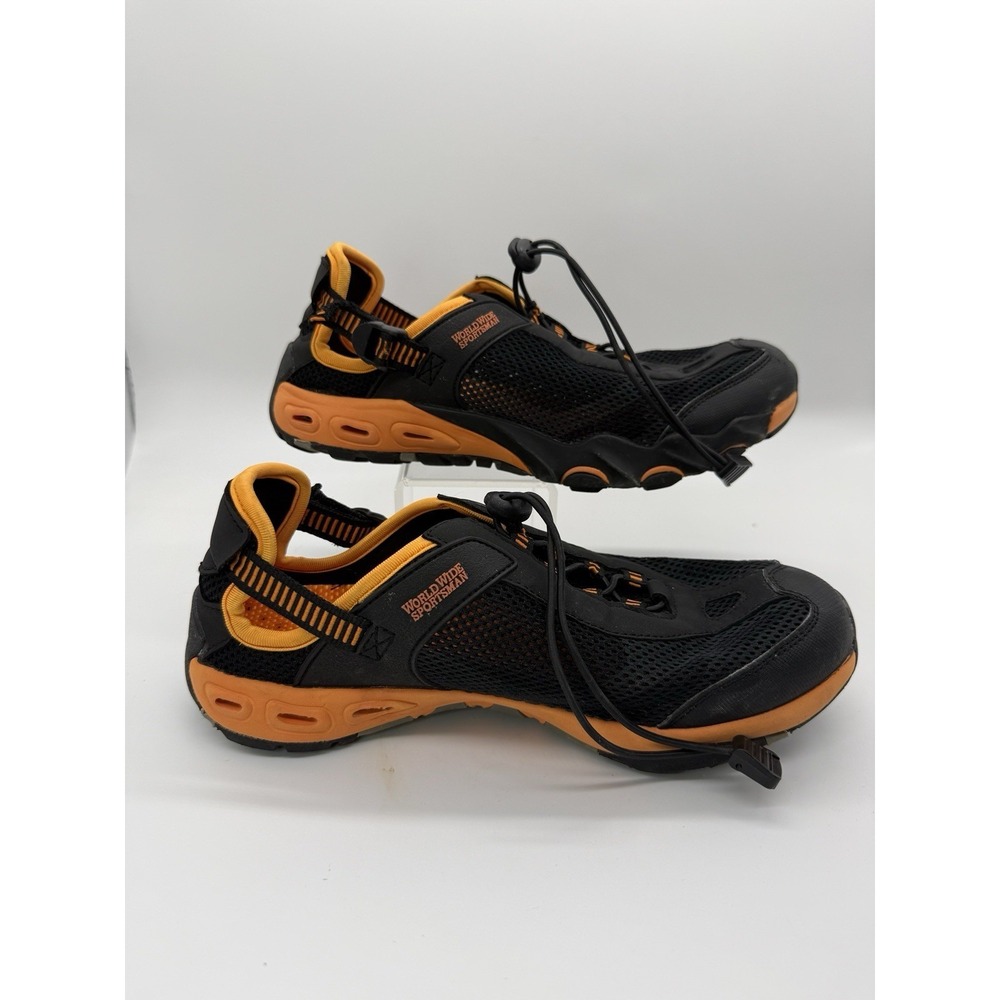 World Wide Sportsman Mens 8 Athletic Water Shoes Cap Toe Nylon Mesh Black Orange